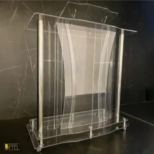 Púlpito de acrílico para igreja Abraão Plus com aço inox 304